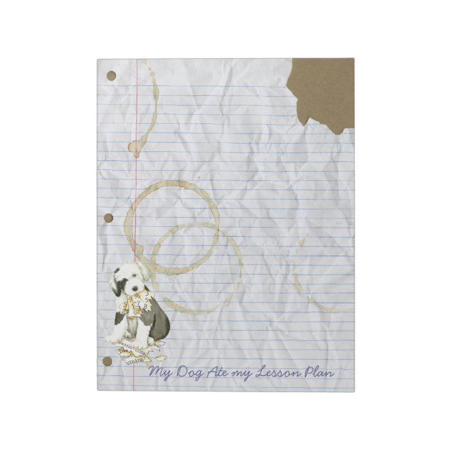 Bloc-note Mon vieux berger anglais a mangé mon plan de leçon (Tourné)