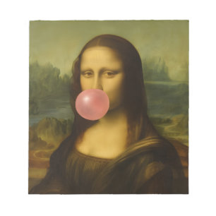 Bloc-note Mona Lisa soufflant de bulle rose