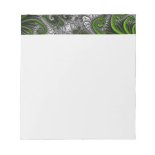 Bloc-note Monde Fantastique Art Fractal Abstrait Vert Et Gri
