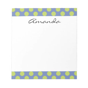 Bloc-note Monogram Blue Green Cute Chic Polka Dot Motif