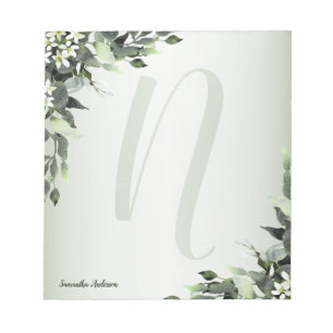 Bloc-note Monogram Greenery Floral Eucalyptus Leaves