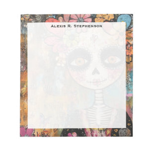 Bloc-note Monogram La Catrina Squelette avec couronne de fle