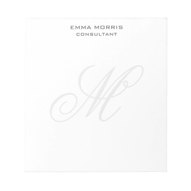 Bloc-note Monogram Modern Simple Minimalist Plain (Devant)