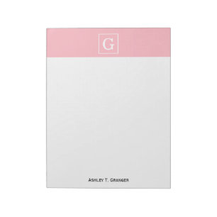 Bloc-note Monograme de Pink White Framed Initial