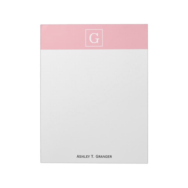Bloc-note Monograme de Pink White Framed Initial (Tourné)