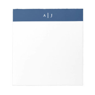 Bloc-note Monogramme à deux frontières bleu marine minimalis