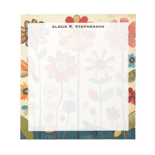Bloc-note Monogramme A Patch de Zinnia Terracotta Chaud