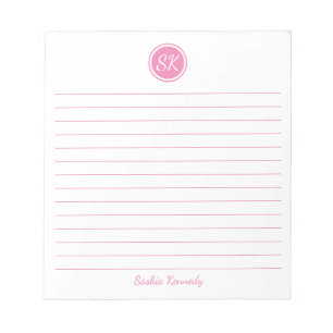 Bloc-note Monogramme à trait rose clair simple