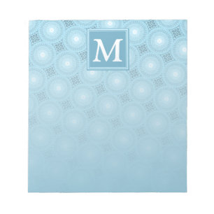 Bloc-note Monogramme ange bleu cercles motif