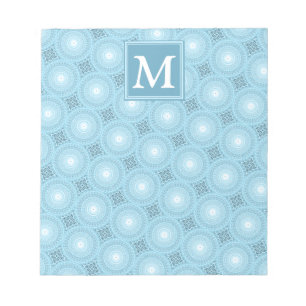 Bloc-note Monogramme ange bleu cercles motif