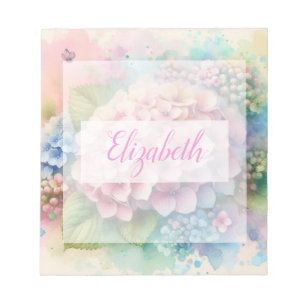 Bloc-note Monogramme aquarelle florale hydrangea rose