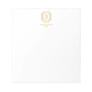 Bloc-note Monogramme Art Déco vintage or/blanc