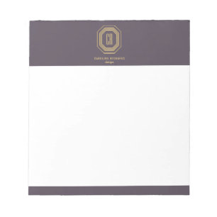 Bloc-note Monogramme Art Déco vintage or/pourpre
