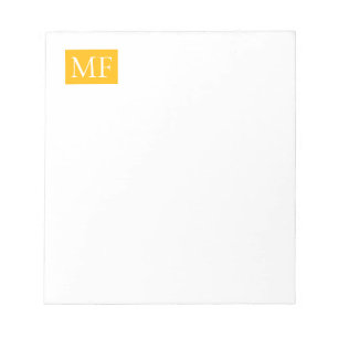 Bloc-note Monogramme Attrayant Jaune Blanc Minimaliste Moder