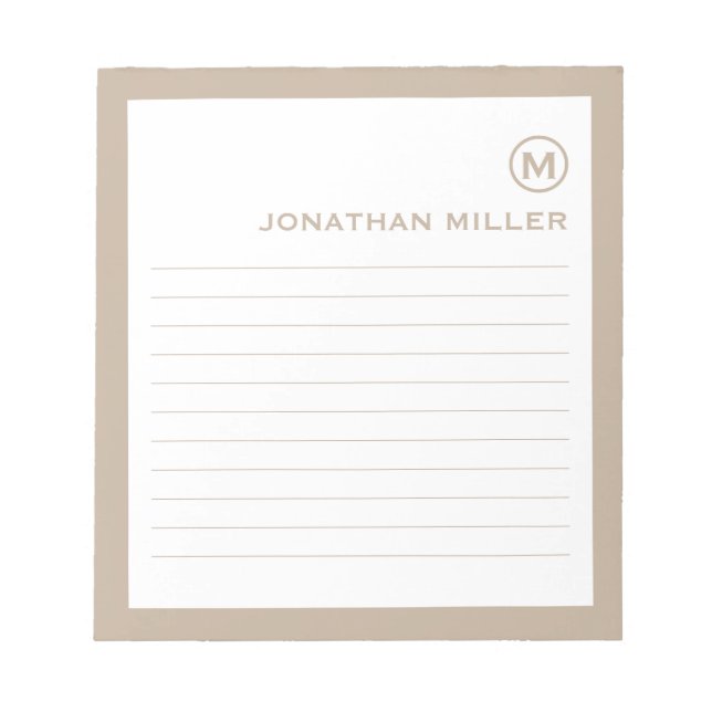 Bloc-note Monogramme blanc beige professionnel (Devant)