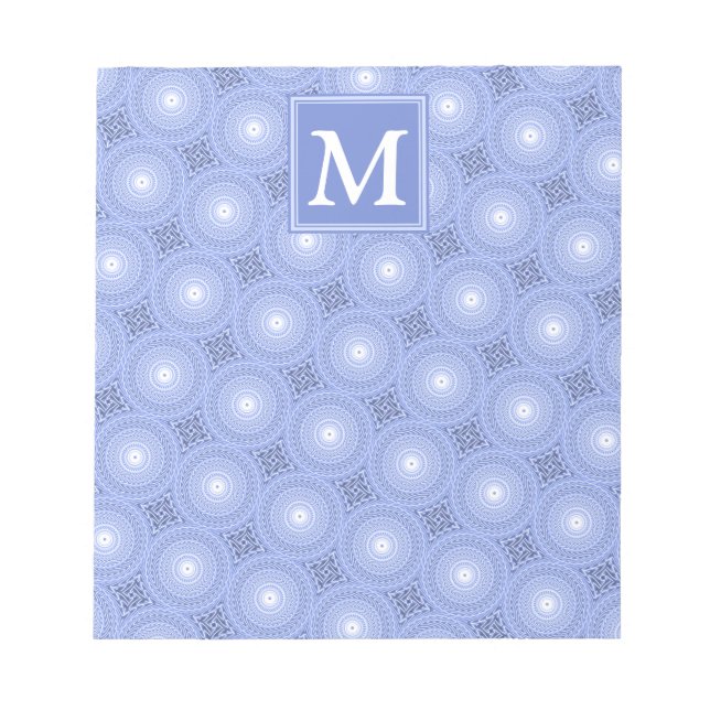 Bloc-note Monogramme bleu cercles motif (Devant)