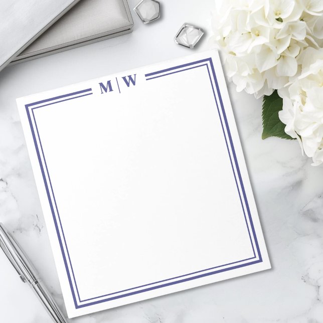 Bloc-note Monogramme Bleu Marine (Navy Blue Monogram Notepad)