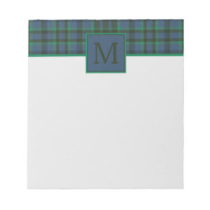 Bloc-note Monogramme Carreaux Vert et Bleu Prépa