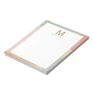 Bloc-note Monogramme chic formes abstraites colorées