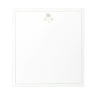 Bloc-note Monogramme d'arbre de palmier vert et blanc Palmet