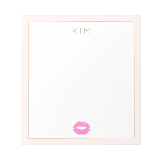 Bloc-note Monogramme de baiser rose simple (Devant)