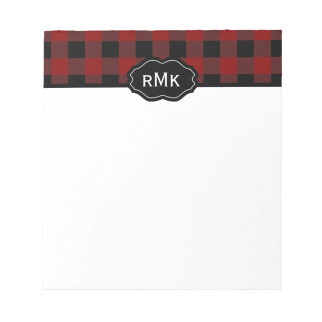 Bloc-note Monogramme de buffle noir et rouge (Devant)
