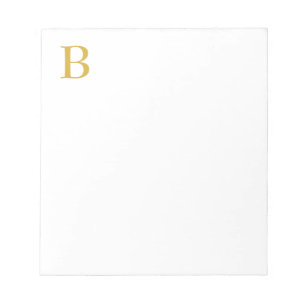 Bloc-note Monogramme de couleur or moderne avec nom initial