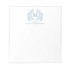 Monogramme de crête Florale Bleu Français Classiqu