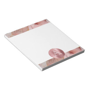 Bloc-note Monogramme de Feuilles d'or rose pâle