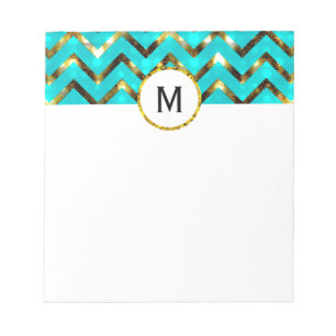 Bloc-note Monogramme de Parties scintillant en or bleu girly