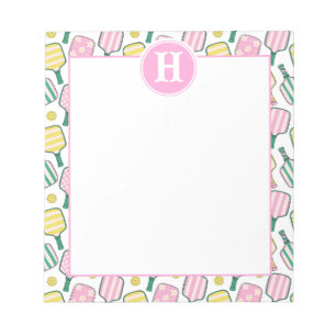 Bloc-note Monogramme de Pickleball Jaune rose pâle