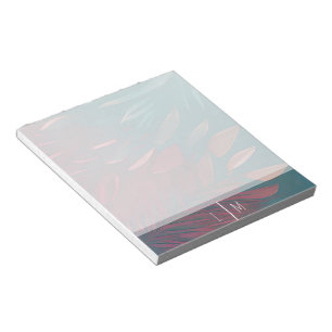 Bloc-note Monogramme de plumes roses et sarcelles abstraites
