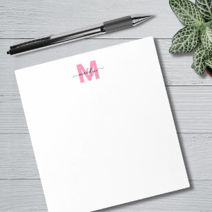 Bloc-note Monogramme de prénom en calligraphie simple rose f