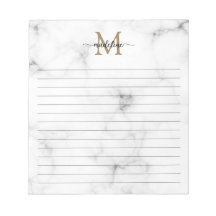 Monogramme de script girly en marbre moderne or