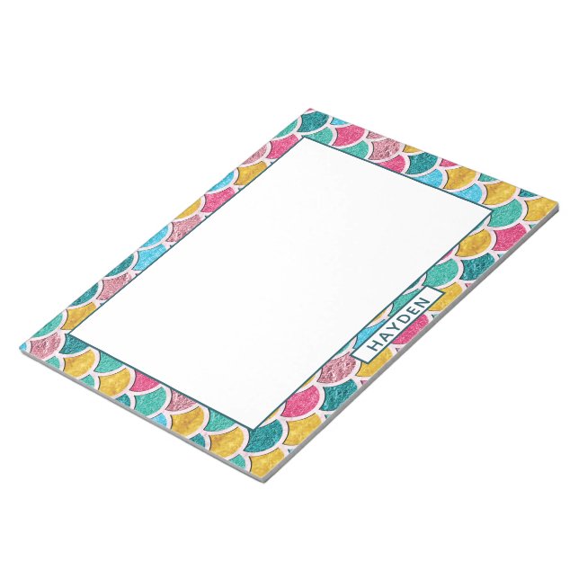 Bloc-note Monogramme de sirène de couleur mignonne (Incliné)