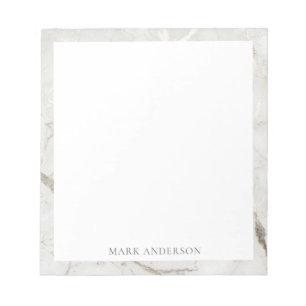 Bloc-note monogramme élégant en marbre blanc