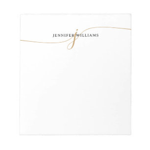 Bloc-note Monogramme élégant minimaliste en écriture dorée