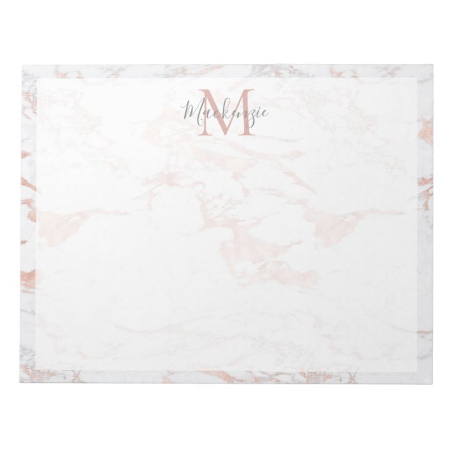 Bloc-note Monogramme en marbre or Rose chic (Devant)