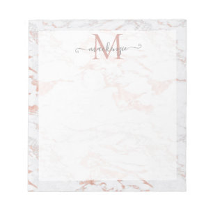 Bloc-note Monogramme en marbre or Rose chic