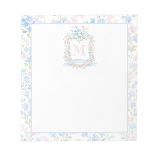 Bloc-note Monogramme Floral Élégant (Devant)