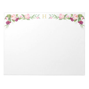 Bloc-note Monogramme Floral Purple Pink Sweet Pea Vintage