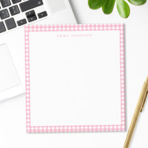Monogramme Gingham Rose Minimaliste