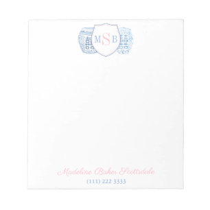 Bloc-note Monogramme Grandmillénaire Rose Et Bleu Ginger Ja