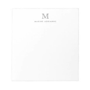 Bloc-note Monogramme gris argenté simple moderne initial