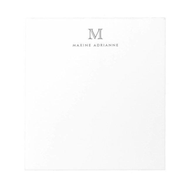 Bloc-note Monogramme gris argenté simple moderne initial (Devant)