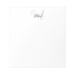 Bloc-note Monogramme Gris Minimaliste Chic Simple