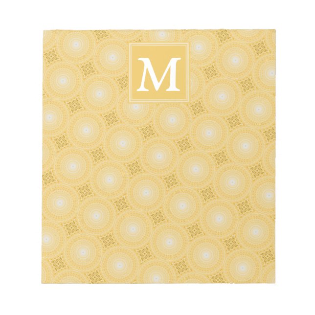 Bloc-note Monogramme jaune cercles motif (Devant)