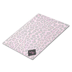 Bloc-note Monogramme Leopard noir et rose chaud