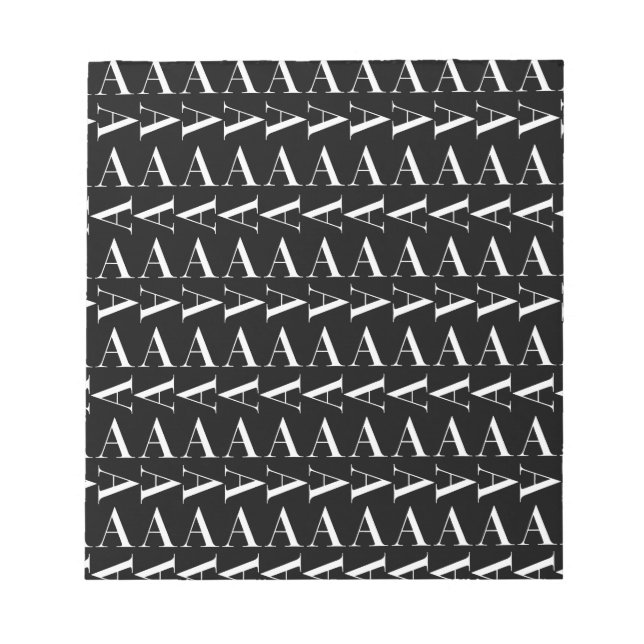 Bloc-note Monogramme Lettre initiale A, Choisir la couleur A (Devant)