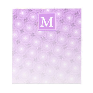 Bloc-note Monogramme lilas cercles pourpres motif